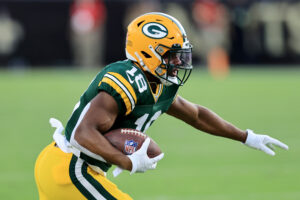 Randall Cobb #18 wide receiver for the Green Bay Packers catches a pass in the 2021 season.