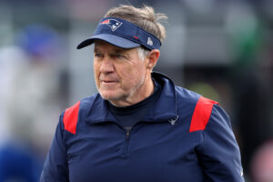 New England Patriots head coach Bill Belichick looks on after the game against the New York Jets at Gillette Stadium on October 24, 2021 in Foxborough, Massachusetts.