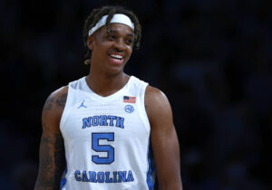 Armando Bacot #5 of the North Carolina Tar Heels against the Elizabeth City State Vikings during their game at the Dean E. Smith Center on November 05, 2021 in Chapel Hill, North Carolina. The Tar Heels won 83-55.