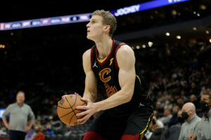 Lauri Markkanen #24 of the Cleveland Cavaliers shoots a jump shot during the game against the Milwaukee Bucks at Fiserv Forum on December 18, 2021 in Milwaukee, Wisconsin. Cavaliers defeated the Bucks 119-90.