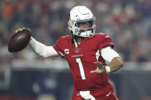 Kyler Murray #1 of the Arizona Cardinals throws a pass against the Indianapolis Colts during the second quarter at State Farm Stadium on December 25, 2021 in Glendale, Arizona.