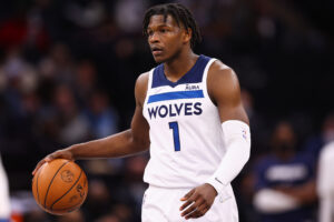 Anthony Edwards #1 of the Minnesota Timberwolves during the game against the Oklahoma City Thunder at Target Center on January 5, 2022 in Minneapolis, Minnesota