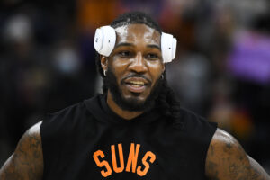 Jae Crowder #99 of the Phoenix Suns warms up before a game against the Utah Jazz at Vivint Smart Home Arena on January 26, 2022 in Salt Lake City, Utah.