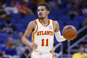 Trae Young #11 of the Atlanta Hawks in action against the Orlando Magic during the first half at Amway Center on December 15, 2021 in Orlando, Florida.