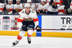 Mason Marchment #17 of the Florida Panthers skates during the first period of a game against the Columbus Blue Jackets at Nationwide Arena on January 31, 2022 in Columbus, Ohio