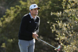 Keegan Bradley of the United States plays a shot on the third hole during the first day of the World Golf Championships-Dell Technologies Match Play at Austin Country Club on March 23, 2022 in Austin, Texas. 