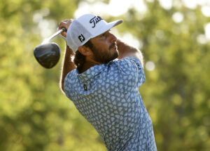 Max Homa plays his shot from the 11th tee during the first round of the Zurich Classic of New Orleans at TPC Louisiana on April 21, 2022 in Avondale, Louisiana. 