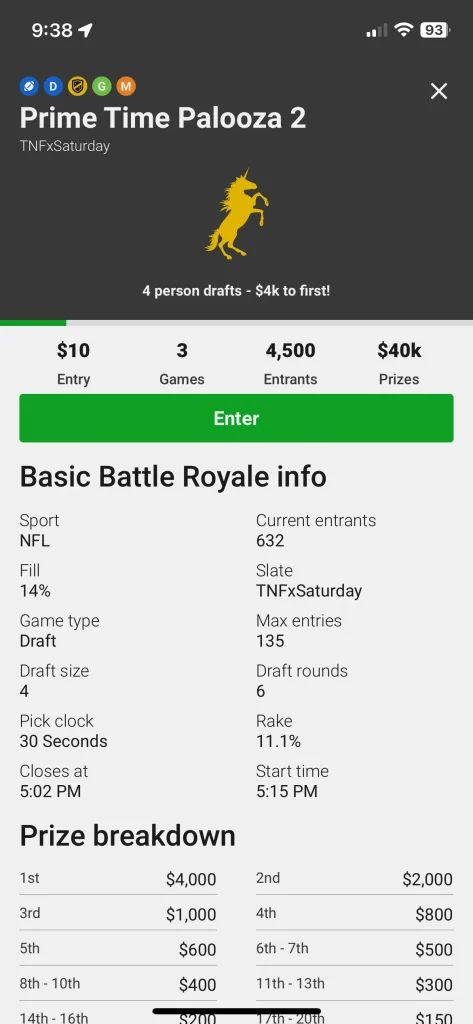 NFL DFS - Underdog Fantasy app screenshot