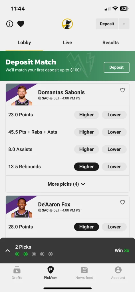 NBA DFS - Underdog Fantasy app screenshot