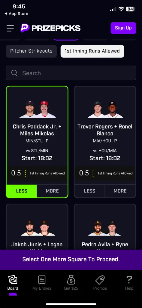 MLB DFS - PrizePicks app screenshots