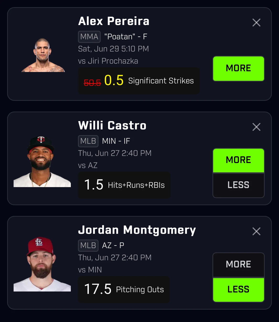 NHL DFS Apps: Underdog Fantasy screenshots