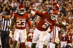 Oklahoma Sooners linebacker David Ugwoegbu, Number 2, reacts during the second half against the TCU Horned Frogs