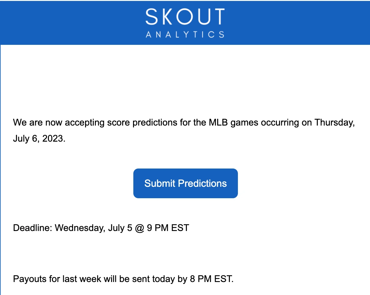 Skout Analytics MLB research email