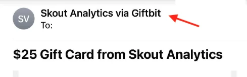 Skout analytics payment via giftbit