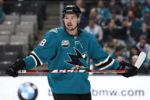 San Jose Sharks center Tomas Hertl skates during a break in the action