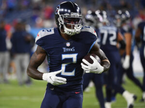 Tennessee Titans wide receiver Julio Jones catches a pass during warmups before the game against the Buffalo Bills