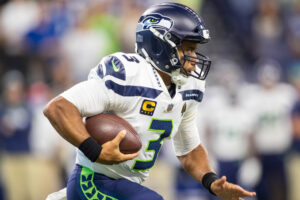 Seattle Seahawks quarterback Russell Wilson runs with the football during a game