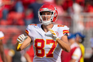 Kansas City Chiefs tight end Travis Kelce (87) before the game against the San Francisco 49ers at Levi's Stadium.