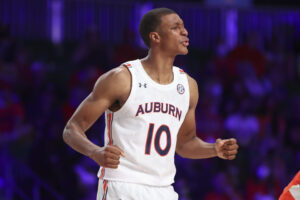 Auburn Tigers forward Jabari Smith (10) reacts during the second half against the Syracuse Orange in the 2021 Battle 4 Atlantis at Imperial Arena.