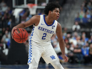 Kentucky Wildcats guard Sahvir Wheeler dribbles during the second half against the North Carolina Tar Heels