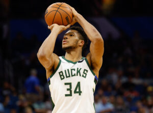 Milwaukee Bucks forward Giannis Antetokounmpo shoots the ball in the second half against the Orlando Magic