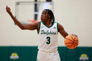 Tuesday College Basketball Odds - Jacksonville Dolphins guard Kevion Nolan #3 calls to his team during the first half of an Atlantic Sun tournament basketball game Thursday, March 3, 2022 at Jacksonville University's Swisher Gymnasium in Jacksonville.