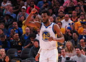 Golden State Warriors forward Andrew Wiggins (22) gestures