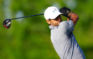  Aaron Rai plays from the 13th tee during the first round of the Zurich Classic of New Orleans golf tournament. 