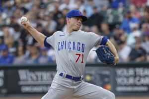 Chicago Cubs starting pitcher Keegan Thompson (71) delivers against the Chicago White Sox during the first inning at Guaranteed Rate Field. 