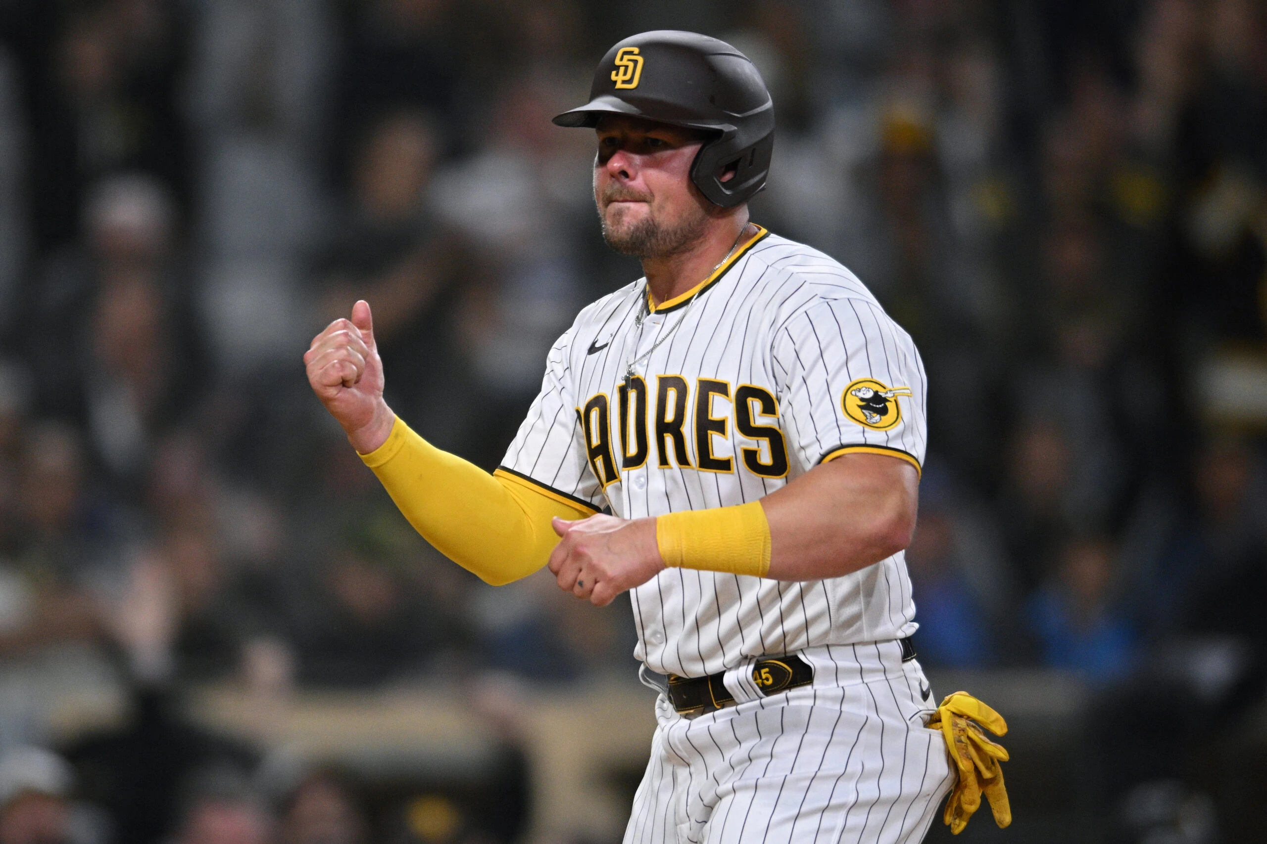 San Diego Padres' Luke Voit batting during the seventh inning of a