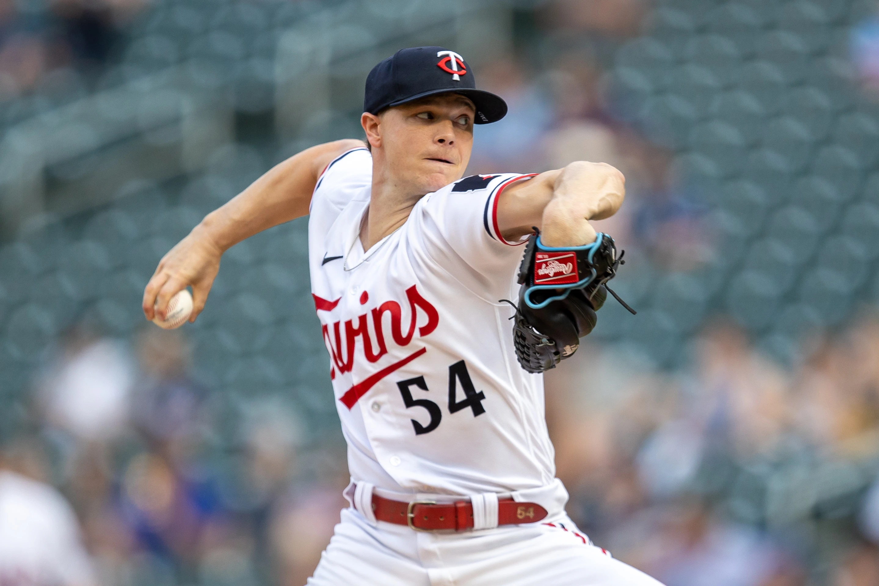 Minnesota Twins starting pitcher Sonny Gray (54) delivers a pitch in the first inning against the San Francisco Giants at Target Field.