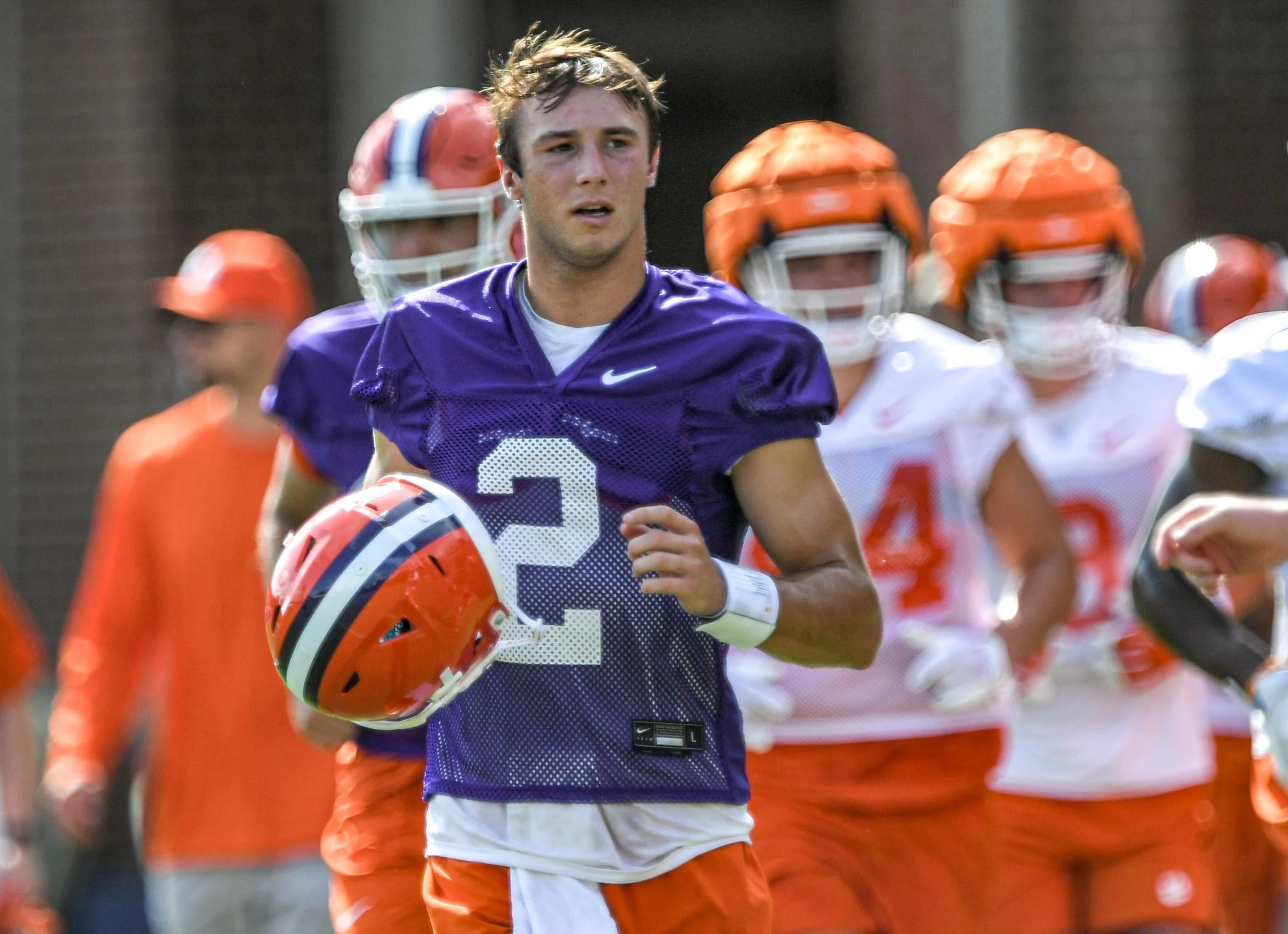 Clemson quarterback Cade Klubnik (2) during the first practice at Clemson, S.C. Friday, August 4, 2023.