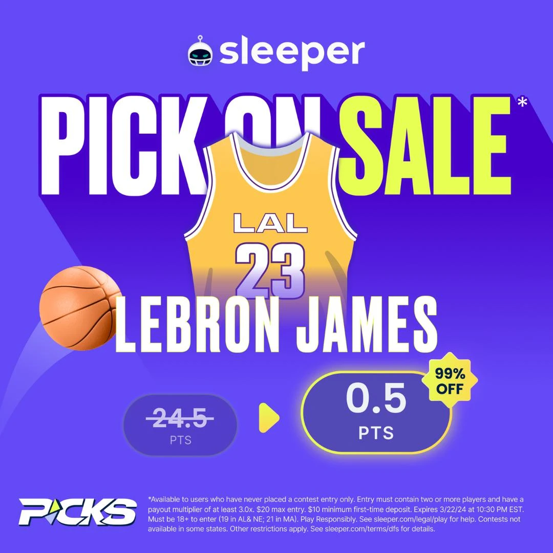 lebron james over 0.5 points on sleeper fantasy